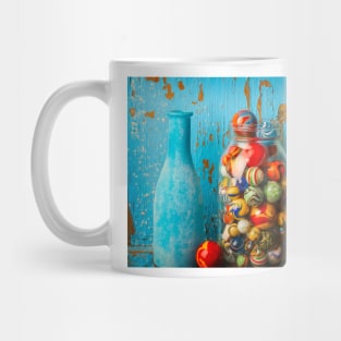 Blue Bottle With Jar Of Marbles Mug